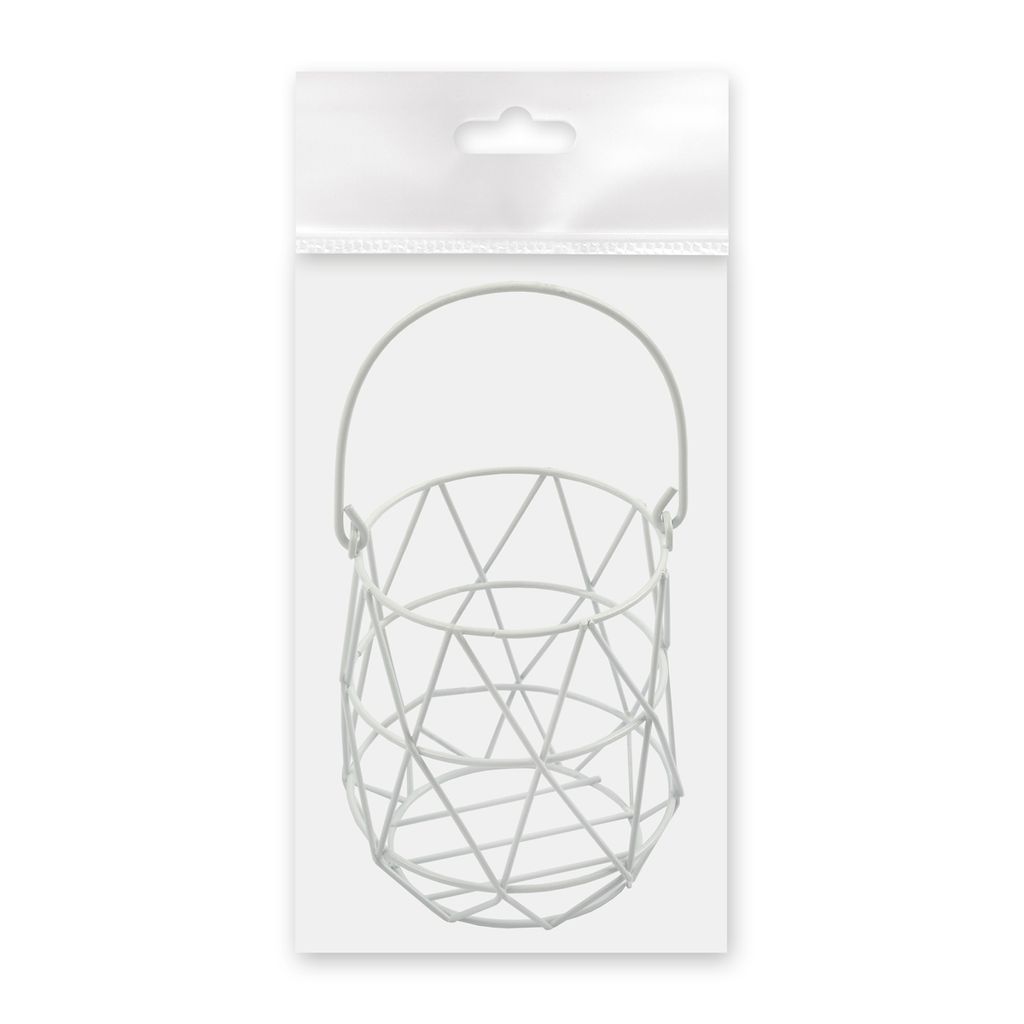 Миниатюра садовая Blumentag MET-084 Корзина металл 16 х 8.5 см 01 Белый