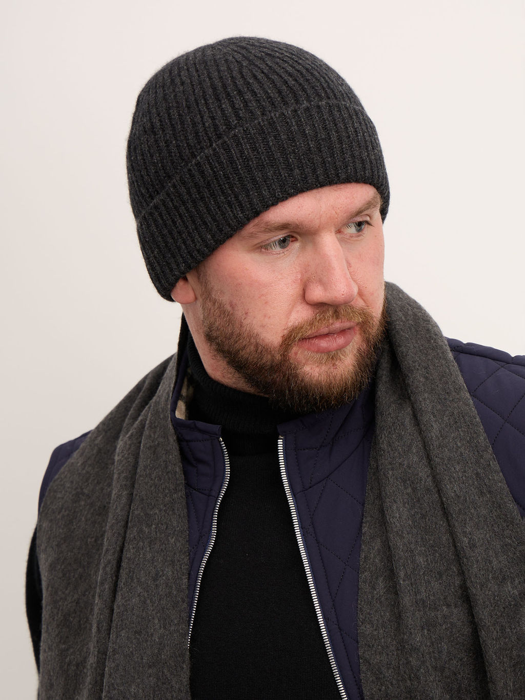 Шарф из кашемира 12219n темно-серый