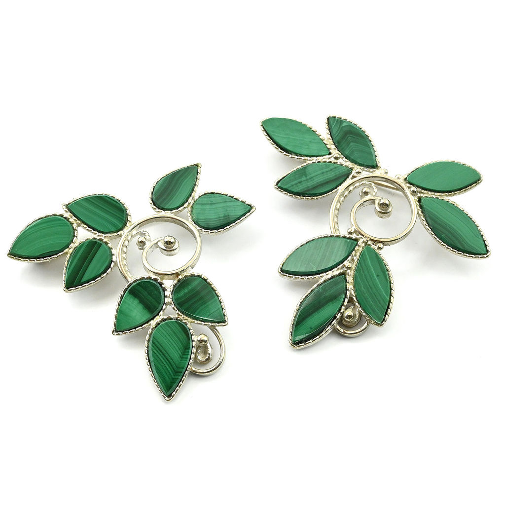 Брошь малахит "Голубь" 42*42мм