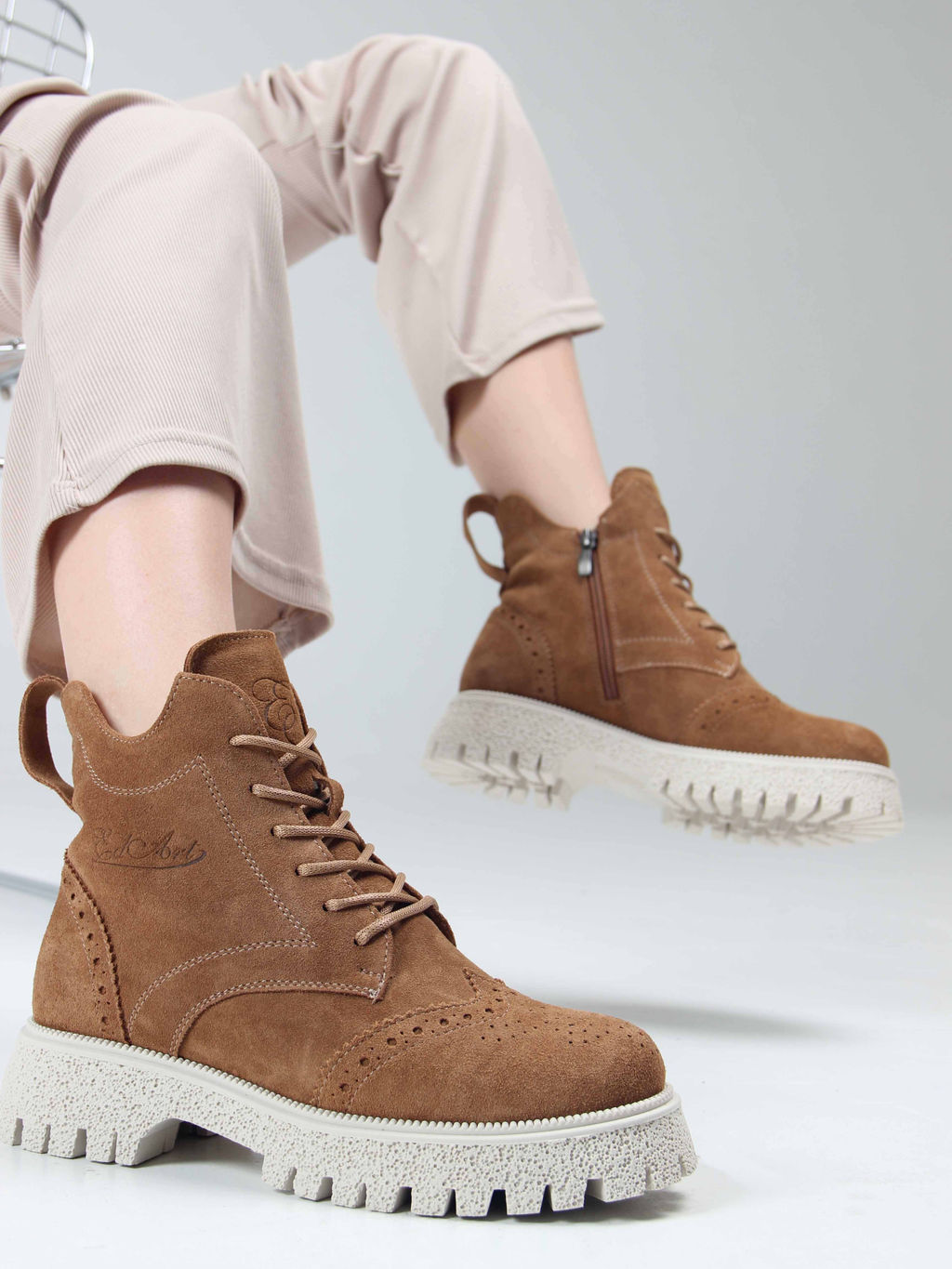 Ботинки 338.1541be. светло-коричневый замша/Шерсть