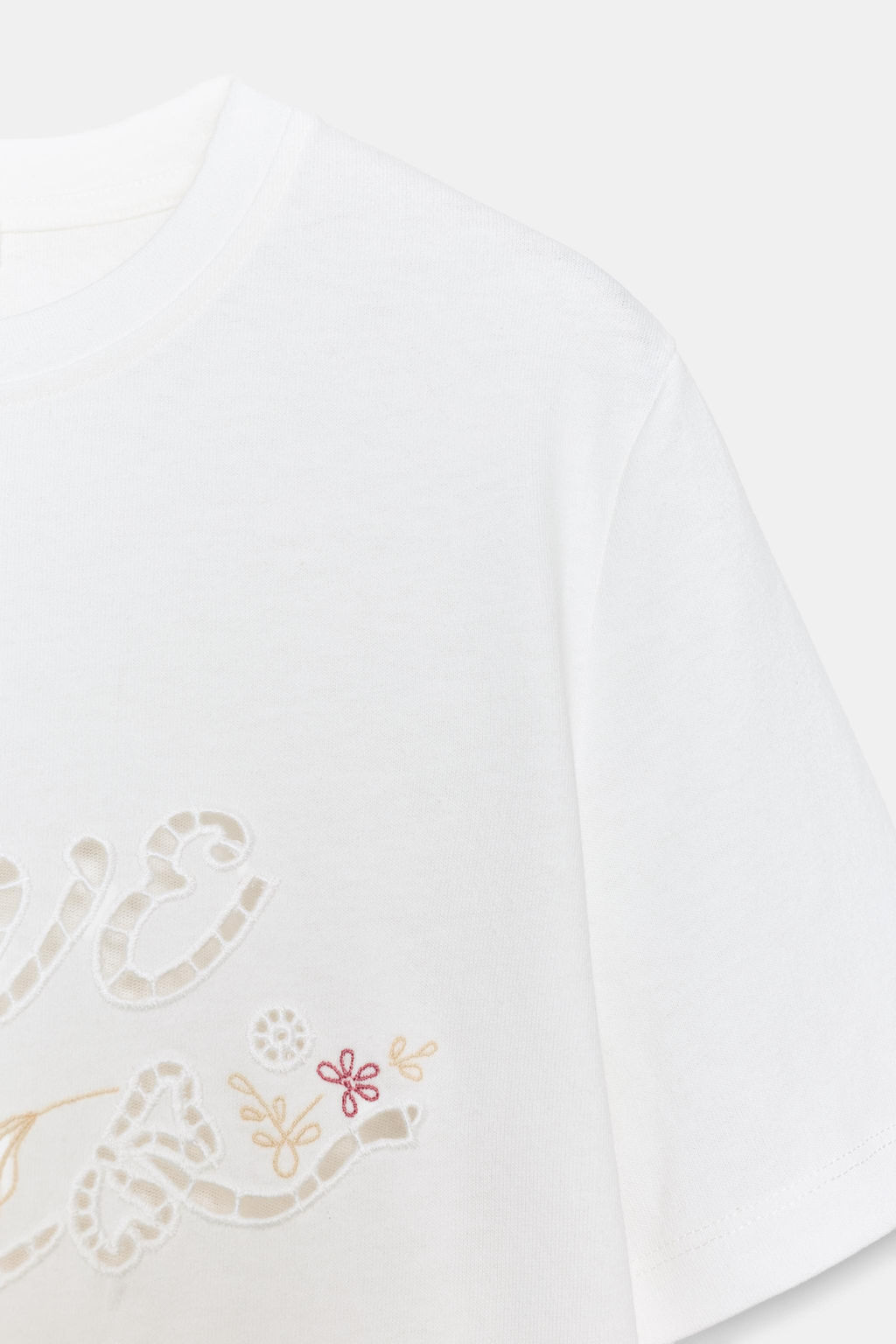 CAMISETA TEXTO BORDADOS / Blanco - Zara фото 3