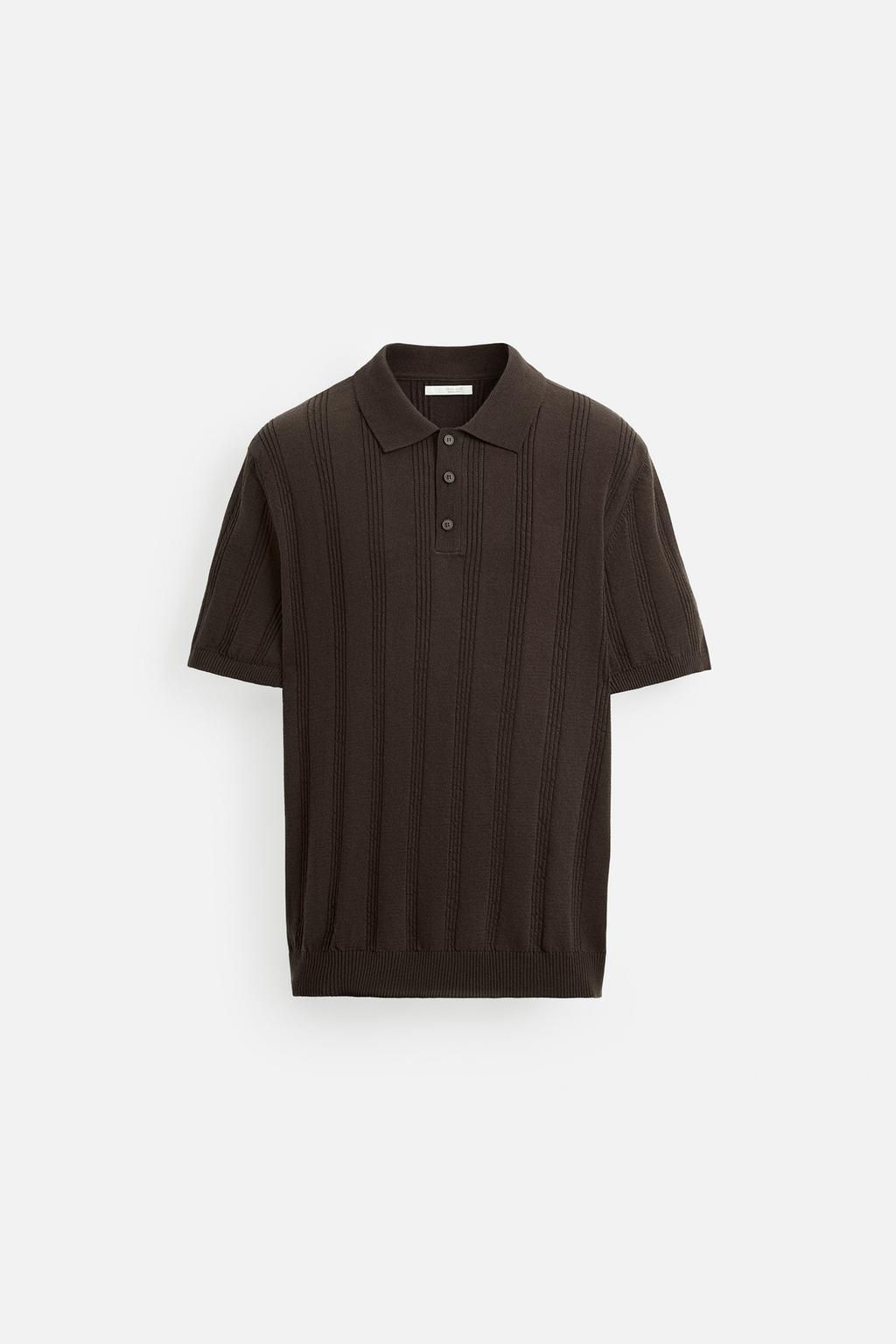 RIBBED KNIT POLO SHIRT - Zara фото 24
