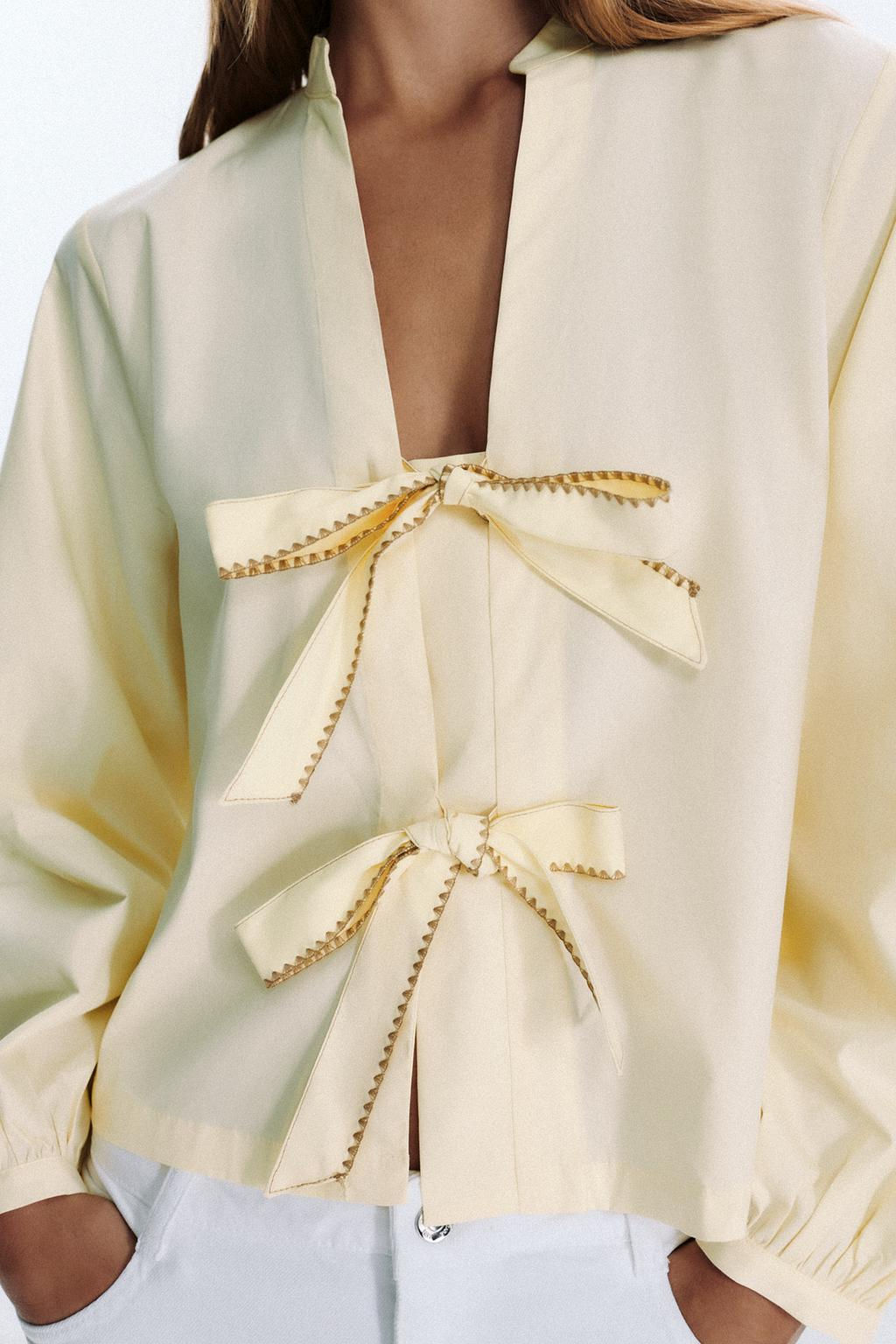 STRIPED POPLIN SHIRT WITH TIES - Zara фото 14