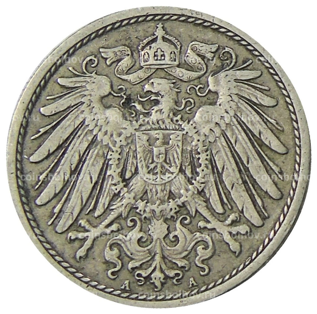 Монета 10 пфеннигов 1906 года А Германия