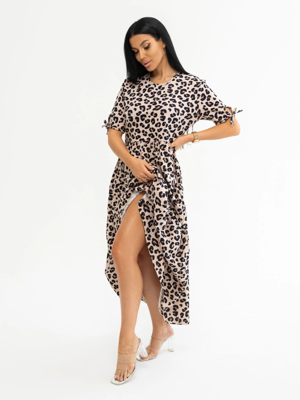 Платье женское, цвет бежевый черный