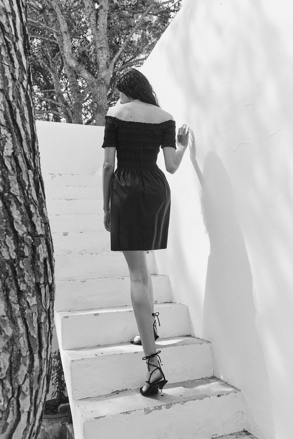 Vestido off-the-shoulder con cuerpo nido de abeja - H&m фото 3