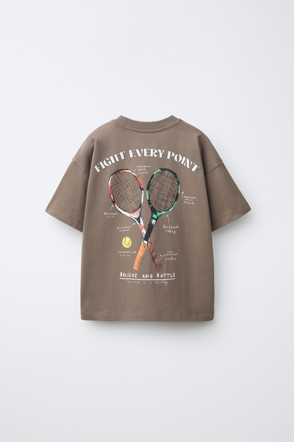 CAMISETA ESTAMPADA TENIS / Marr?n / Topo - Zara фото 3