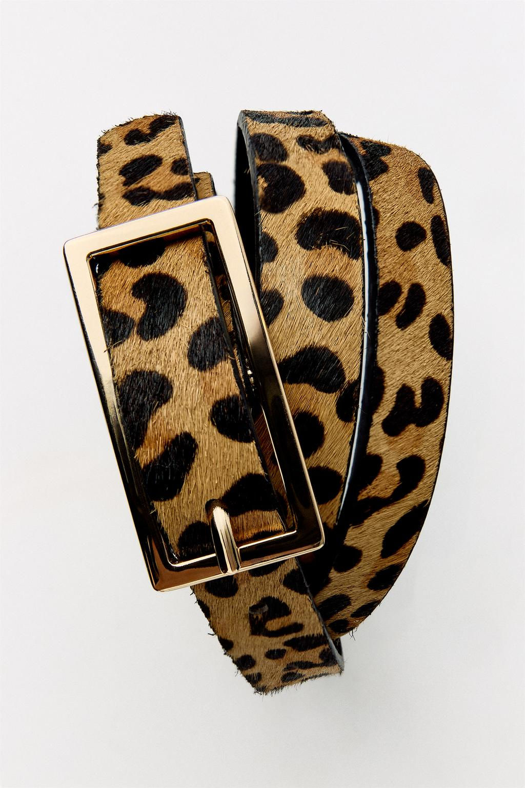 ANIMAL PRINT SLIM LEATHER BELT - Zara фото 3