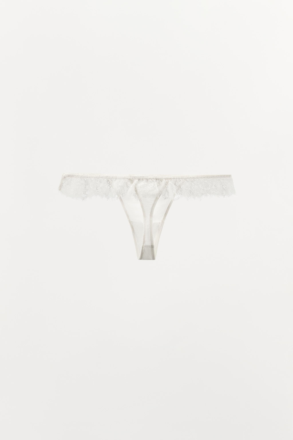 TANGA SEDA ENCAJE / Crudo claro - Zara фото 8