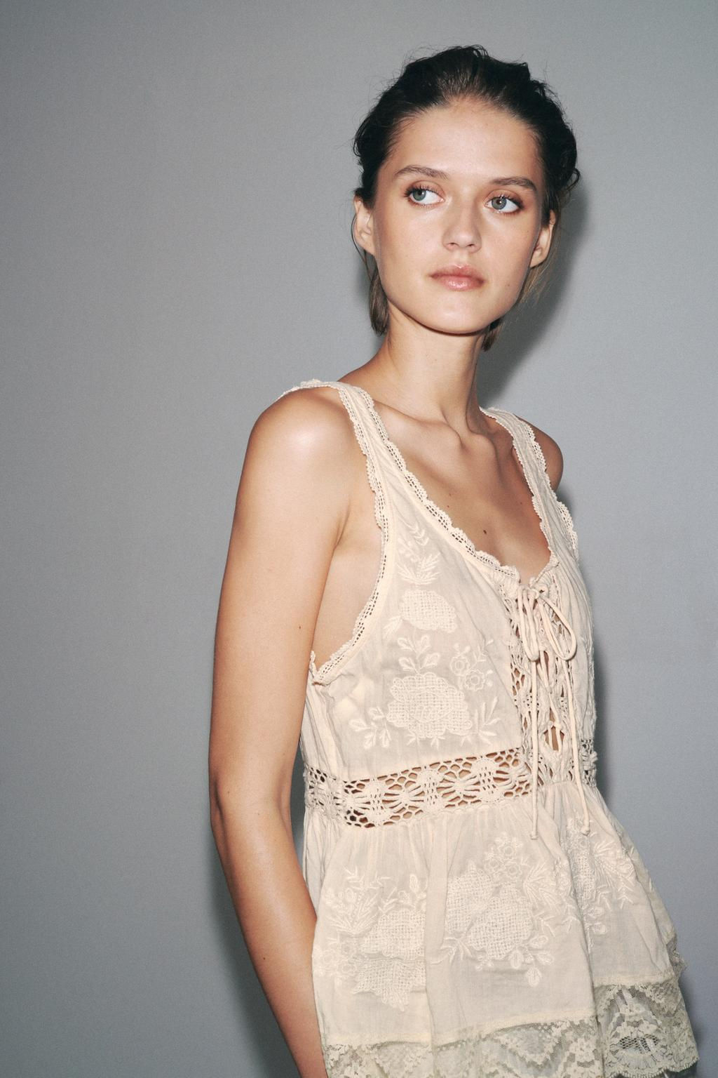 ZW COLLECTION EMBROIDERED ROMANTIC TOP - Zara фото 4