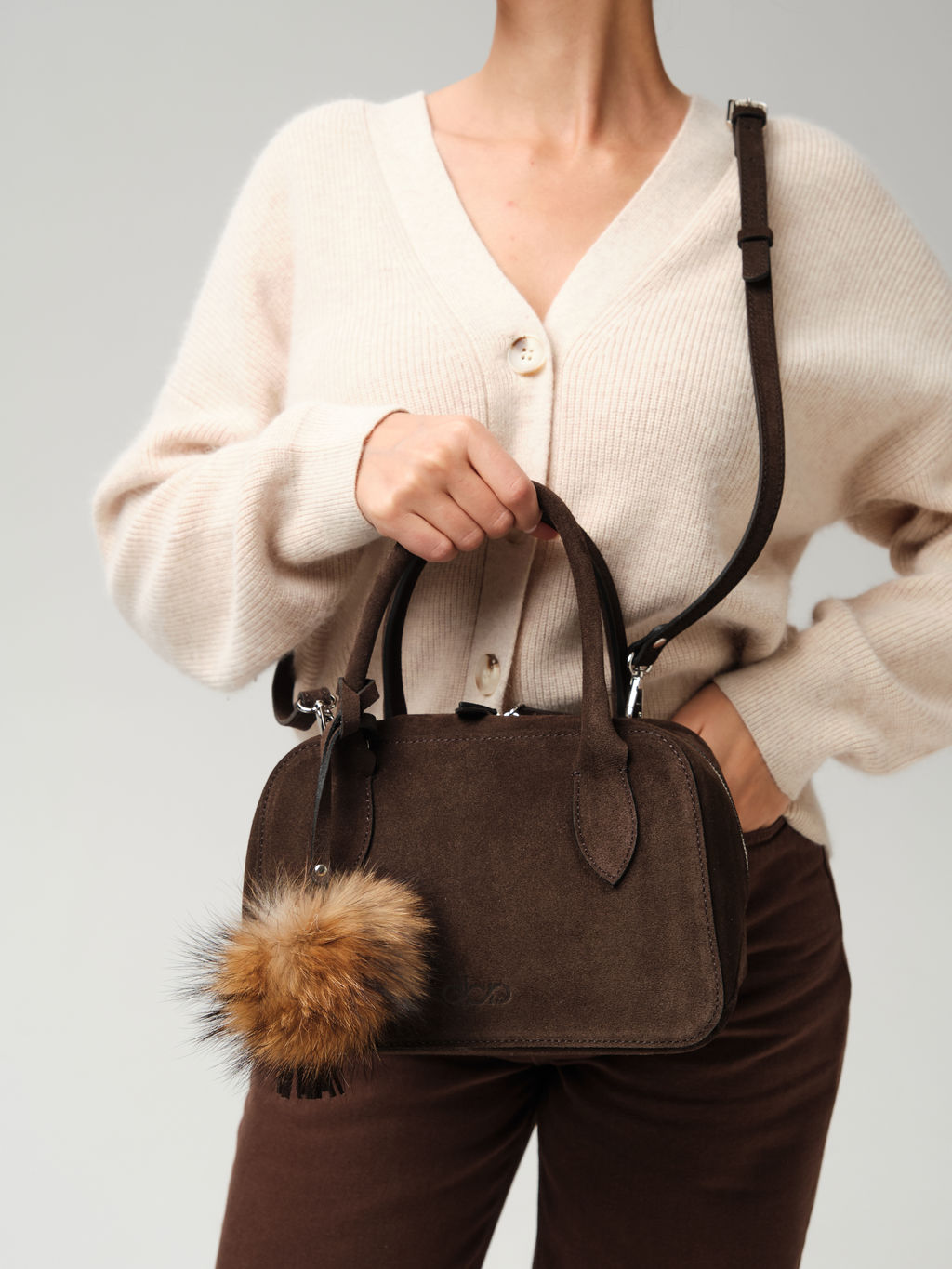 Замшевая сумка Polly DBR 31348 черный каштан фото 2