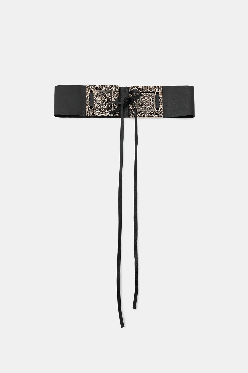 WIDE LEATHER BELT WITH CRAFTED BUCKLE - Zara фото 4