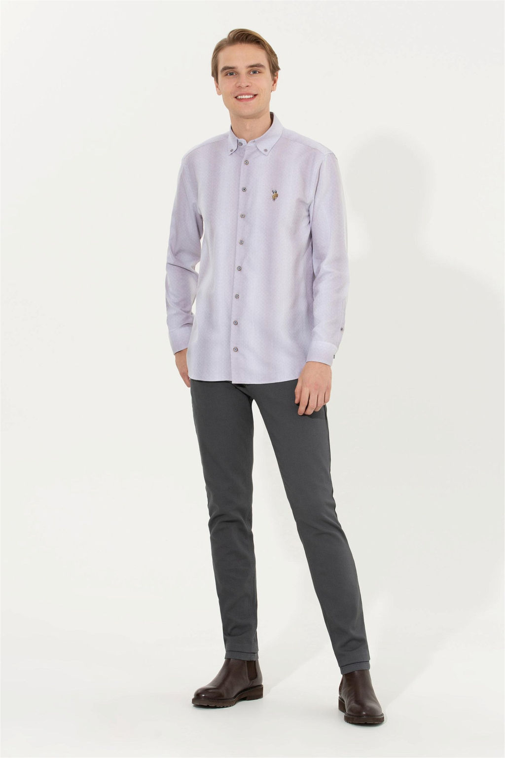 U. S. Polo Assn Мужская серая рубашка с длинным рукавом - U.s. polo assn фото 9