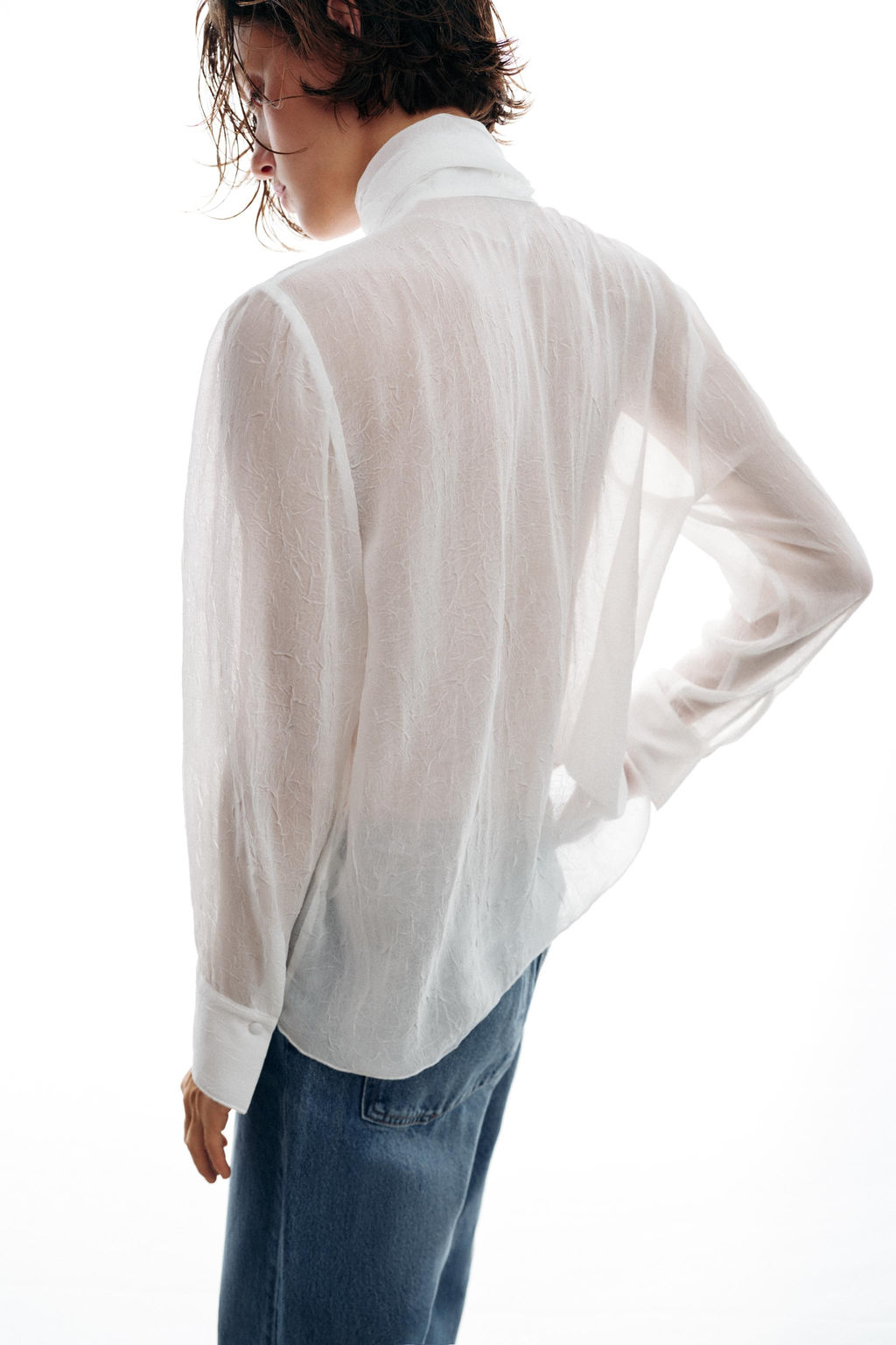 BLUSA SEMITRANSPARENTE FLOR / Blanco - Zara фото 3