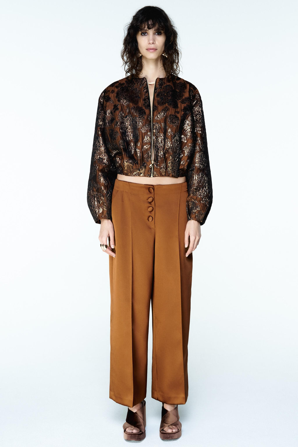 SHINY JACQUARD BOMBER JACKET