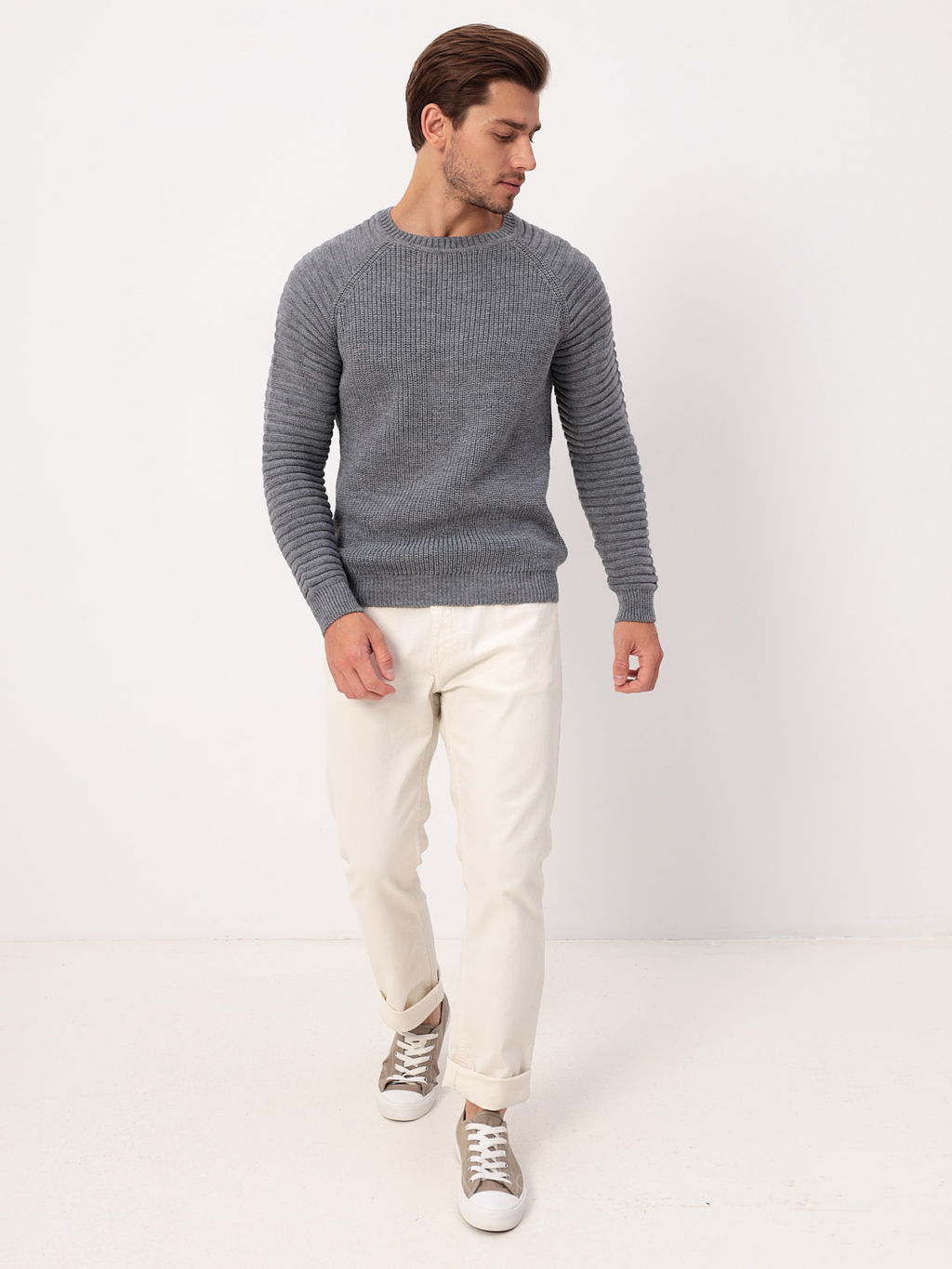 Джемпер мужской CASINO c129-полосы 3D (м.серый)  фото 6