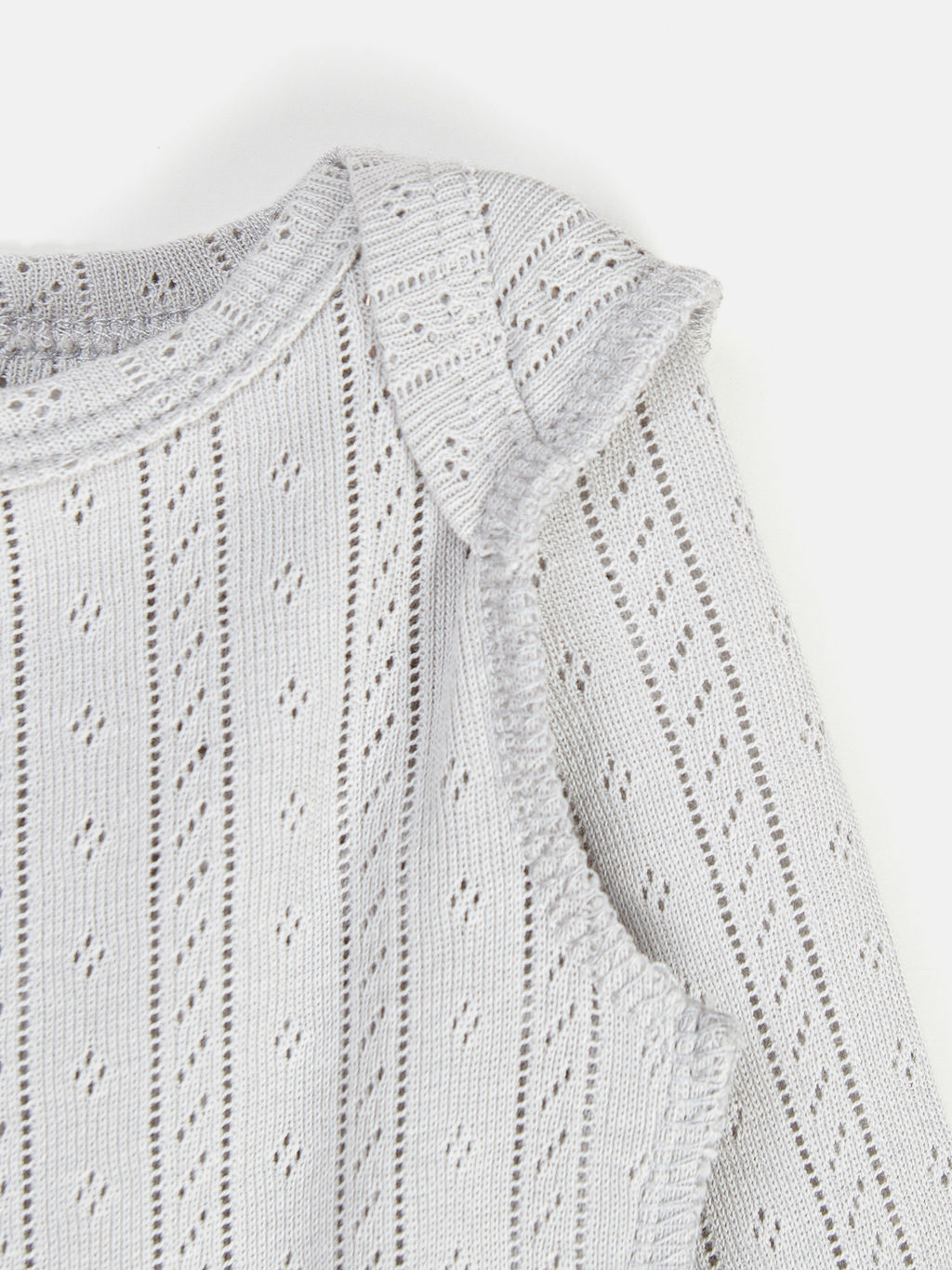 Боди с длинным рукавом "Жемчуг" из ажурного хлопка 0+