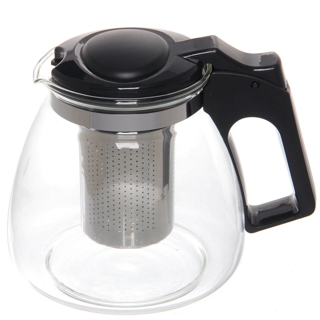 Чайник заварочный стеклянный 1100мл "Ассорти", микс цветов