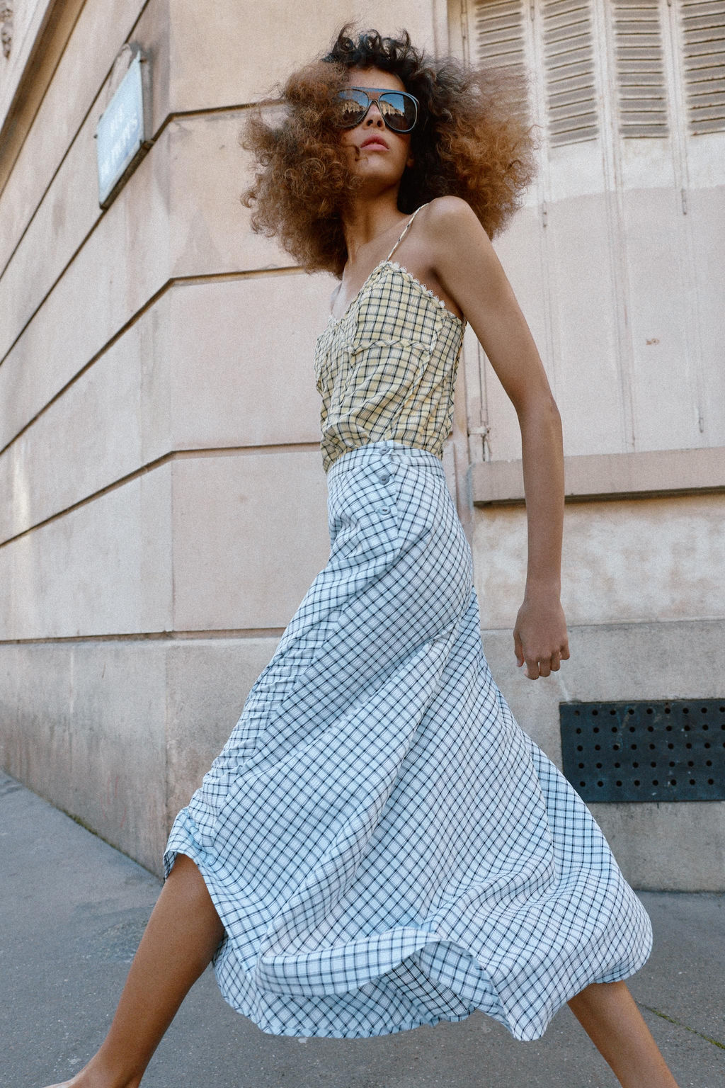 FALDA MIDI CUADROS ASIM?TRICA / Azul / Blanco - Zara фото 6