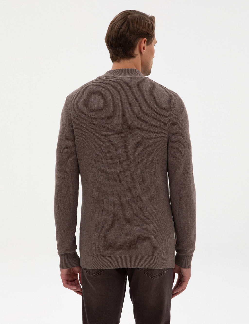 Vizon Melanj Slim Fit Dik Yaka Fermuarl_ Triko Kazak - Pierre cardin фото 5