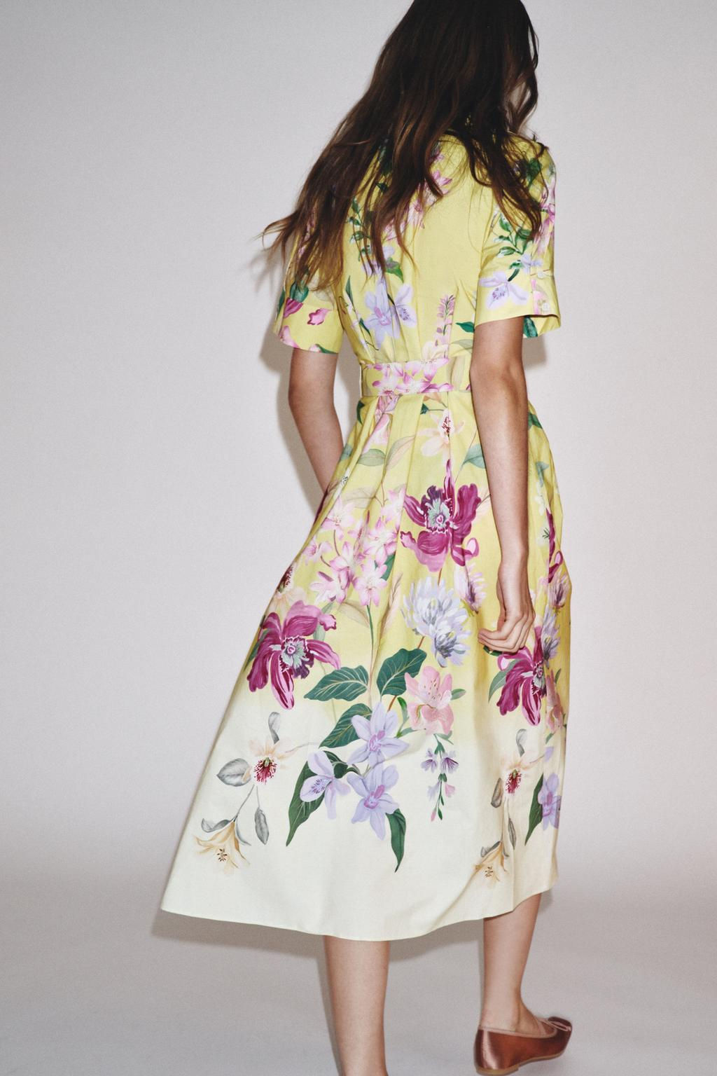 FLORAL PRINT MIDI DRESS WITH BELT - Zara фото 4