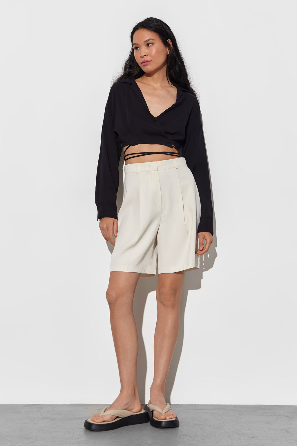 Рубашка укороченная из мягкого хлопка с завязками - Mollis фото 3