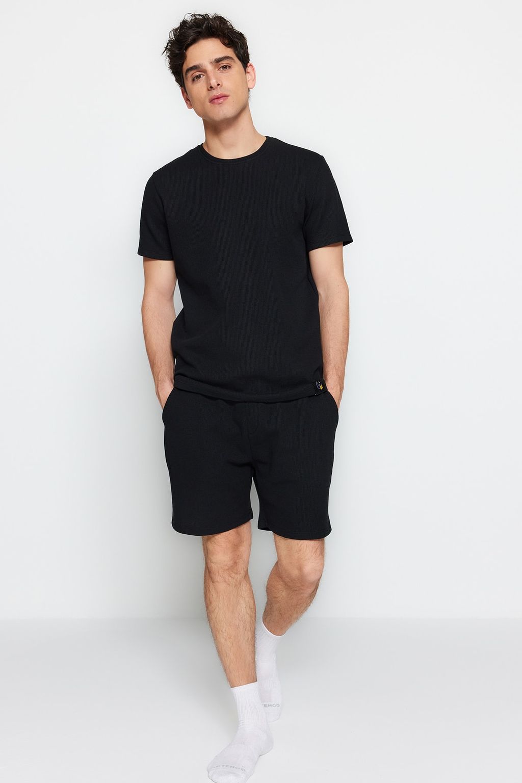 TRENDYOL MAN Siyah Regular Fit Sortlu Pijama Tak?m? TMNSS23PT00036 - Trendyolmilla фото 12