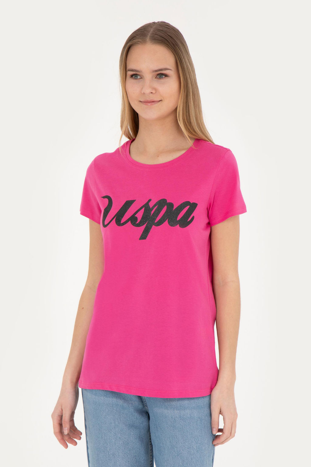 Женская футболка цвета фуксии с круглым вырезом - U.s. polo assn фото 10