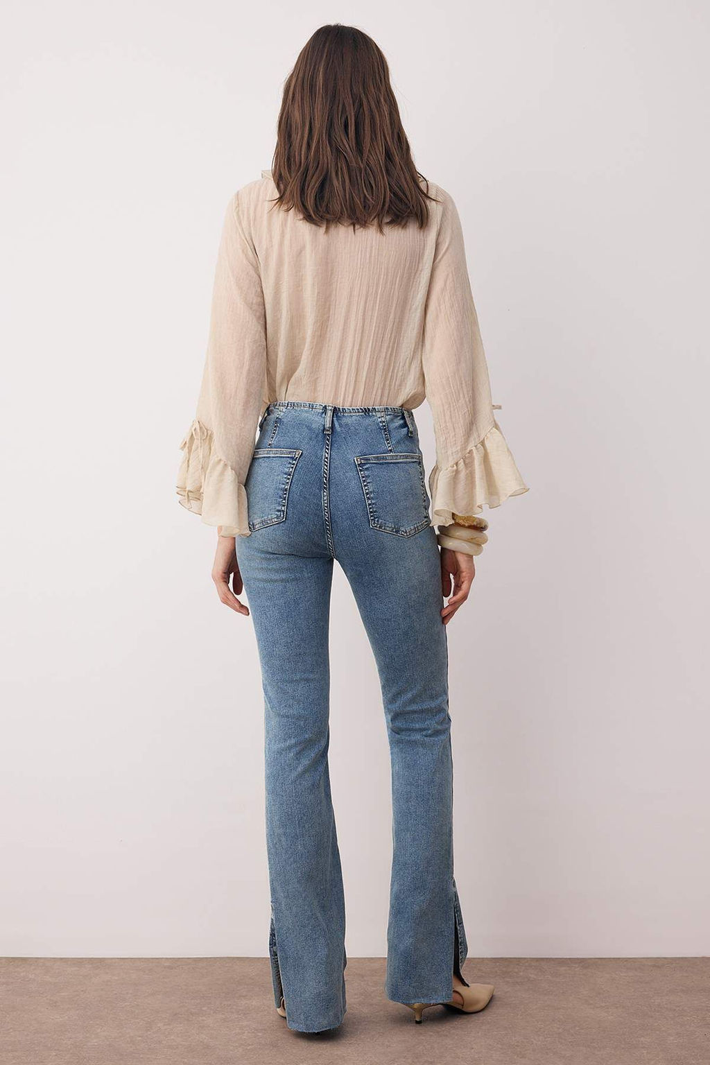 Mavi Yuksek Bel Y?rtmacl? Flare Ispanyol Paca Jeans TWOAW26JE00150 - Trendyolmilla фото 4