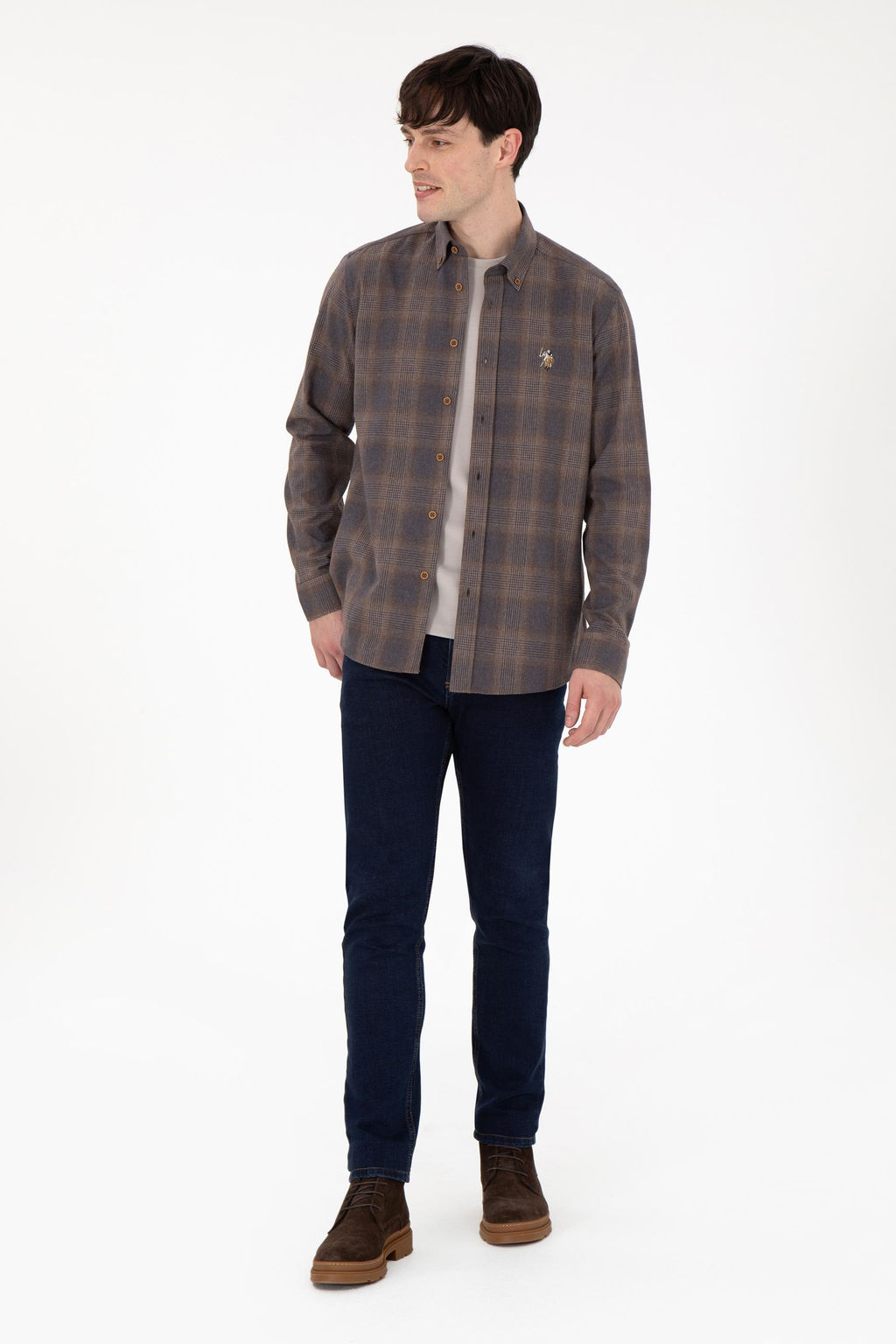 Мужская коричневая рубашка с длинным рукавом Неожиданная скидка в корзине - U.s. polo assn фото 4