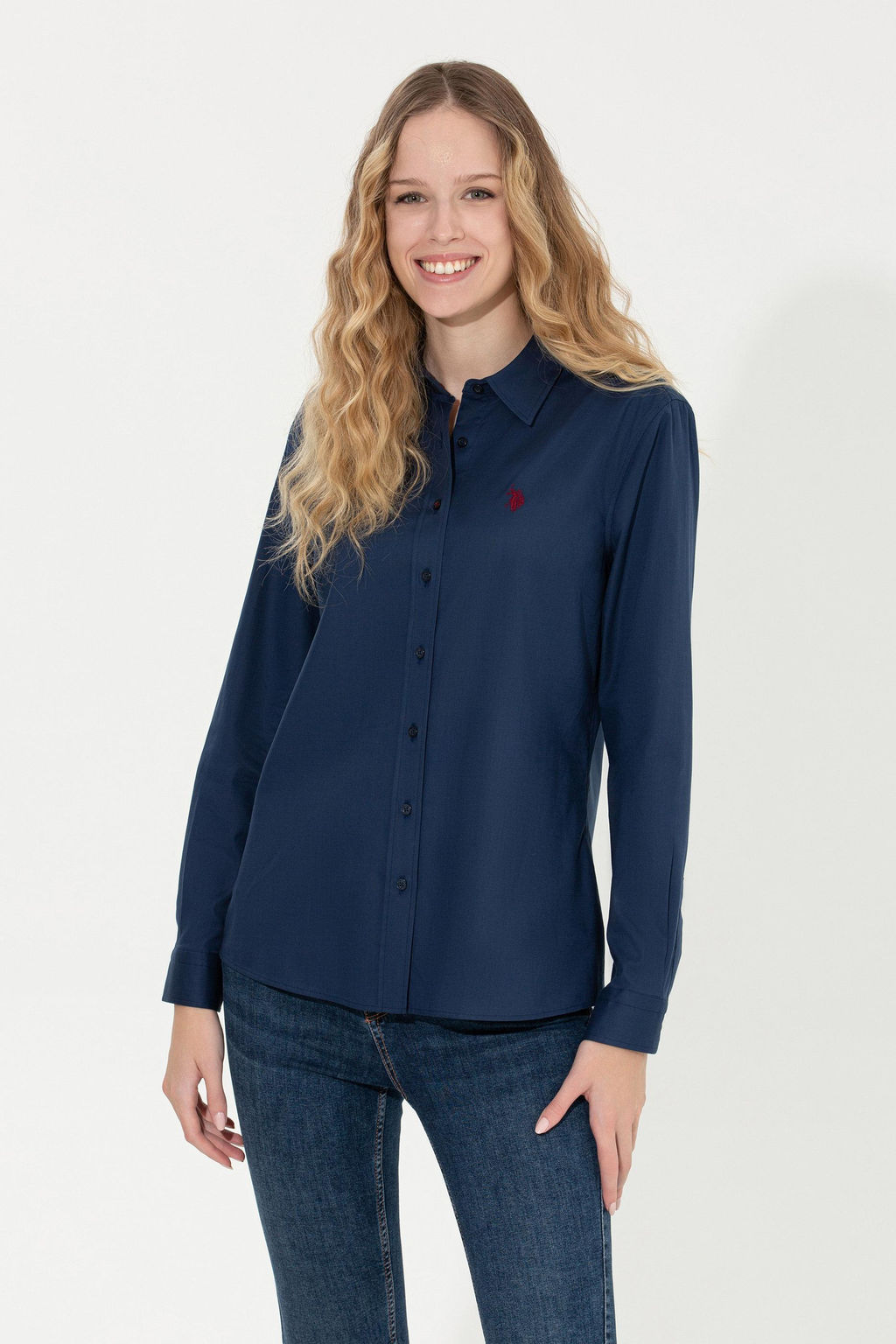 U. S. Polo Assn Женская базовая рубашка темно-синего цвета с длинным рукавом - U.s. polo assn фото 2