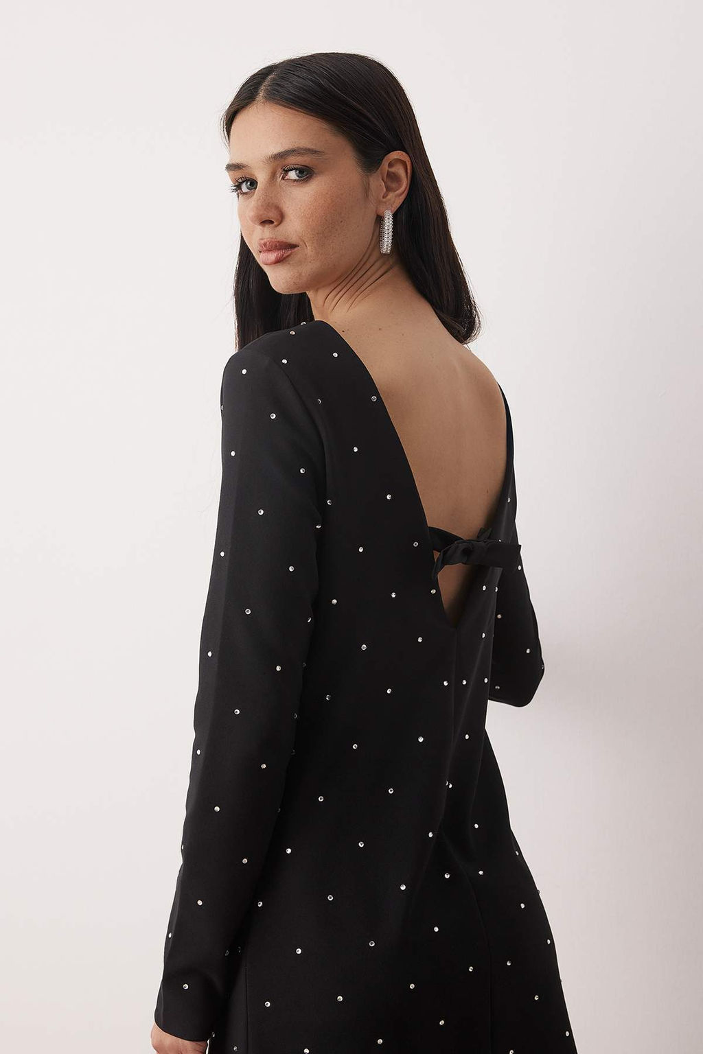 Siyah Tas Bask?l? Dokuma Mini Astars?z Elbise TPRAW26EL00090 - Trendyolmilla фото 4