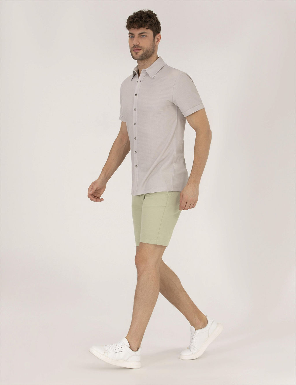 A__k Ye_il Slim Fit Keten Kar___ml_ Bermuda _ort - Pierre cardin фото 3