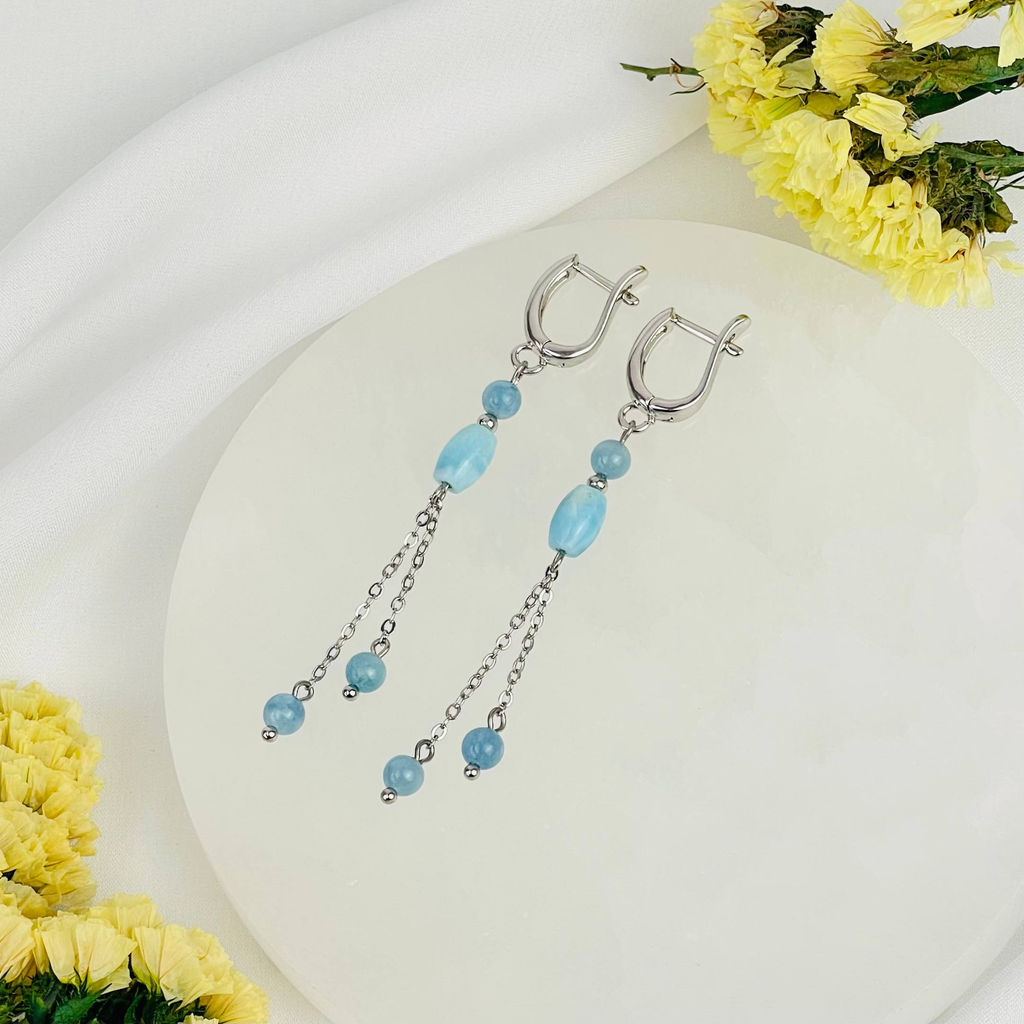 Серьги из Аквамарина и Ларимара