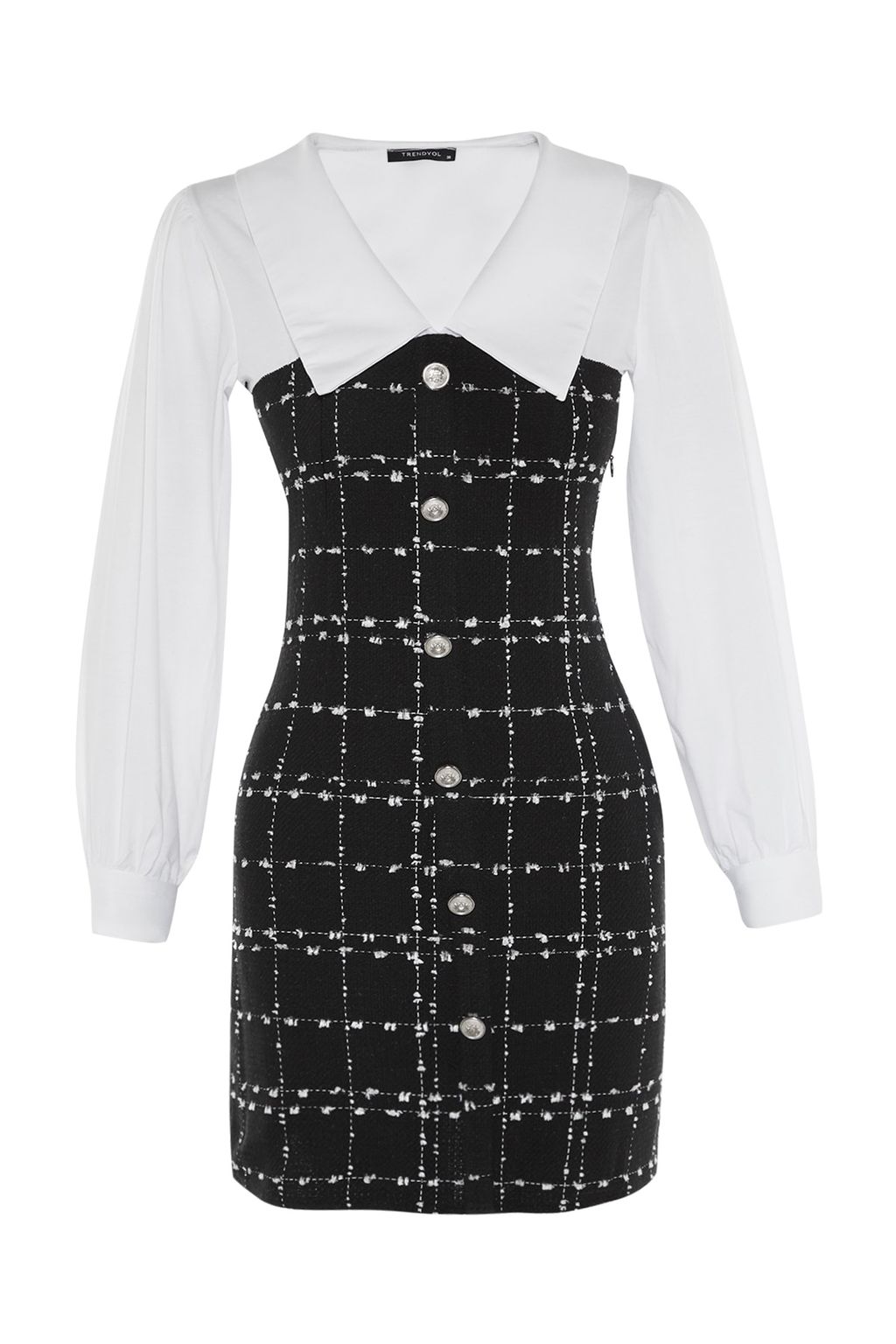 TRENDYOLMILLA Mavi Ekose / Kareli Dokuma Elbise TWOAW23EL00701 фото 11