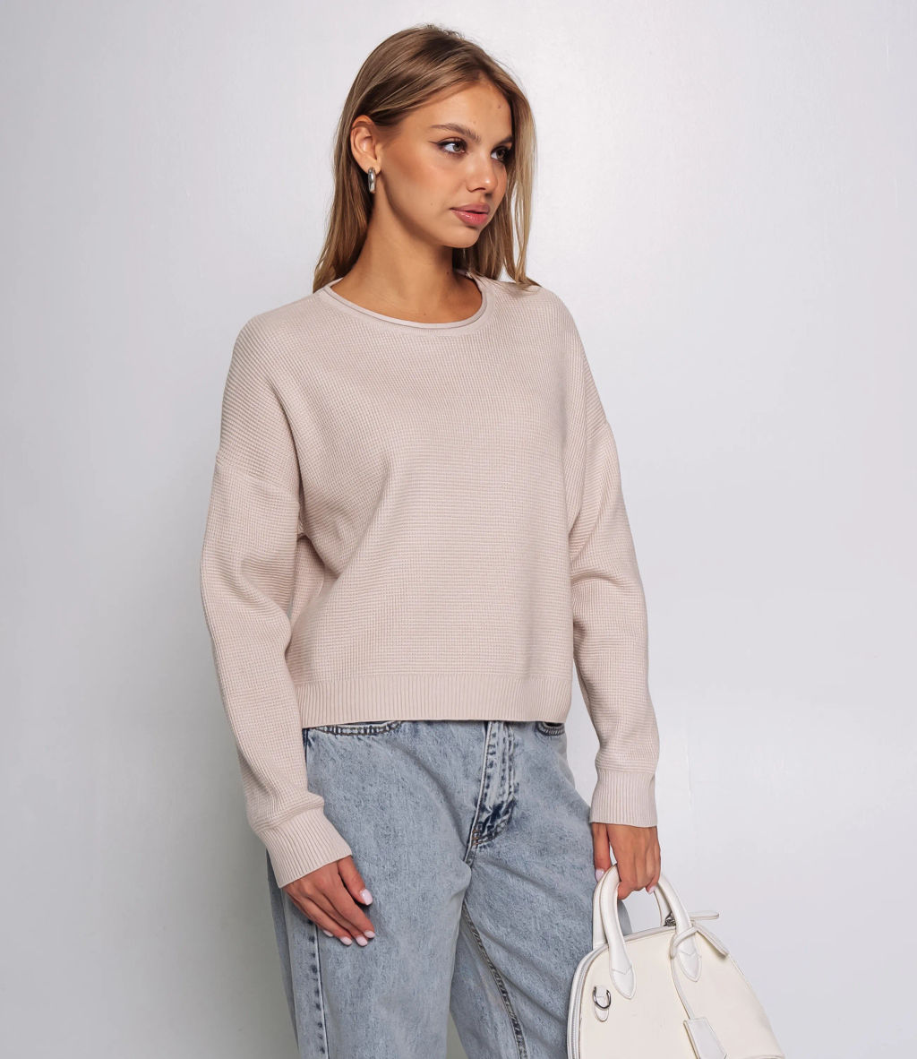 Джемпер #КТ1910 (1), бежево-серый - Dommod фото 2