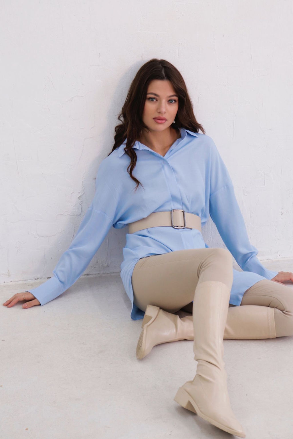 Базовая удлинённая рубашка свободного силуэта - Martichelli фото 88