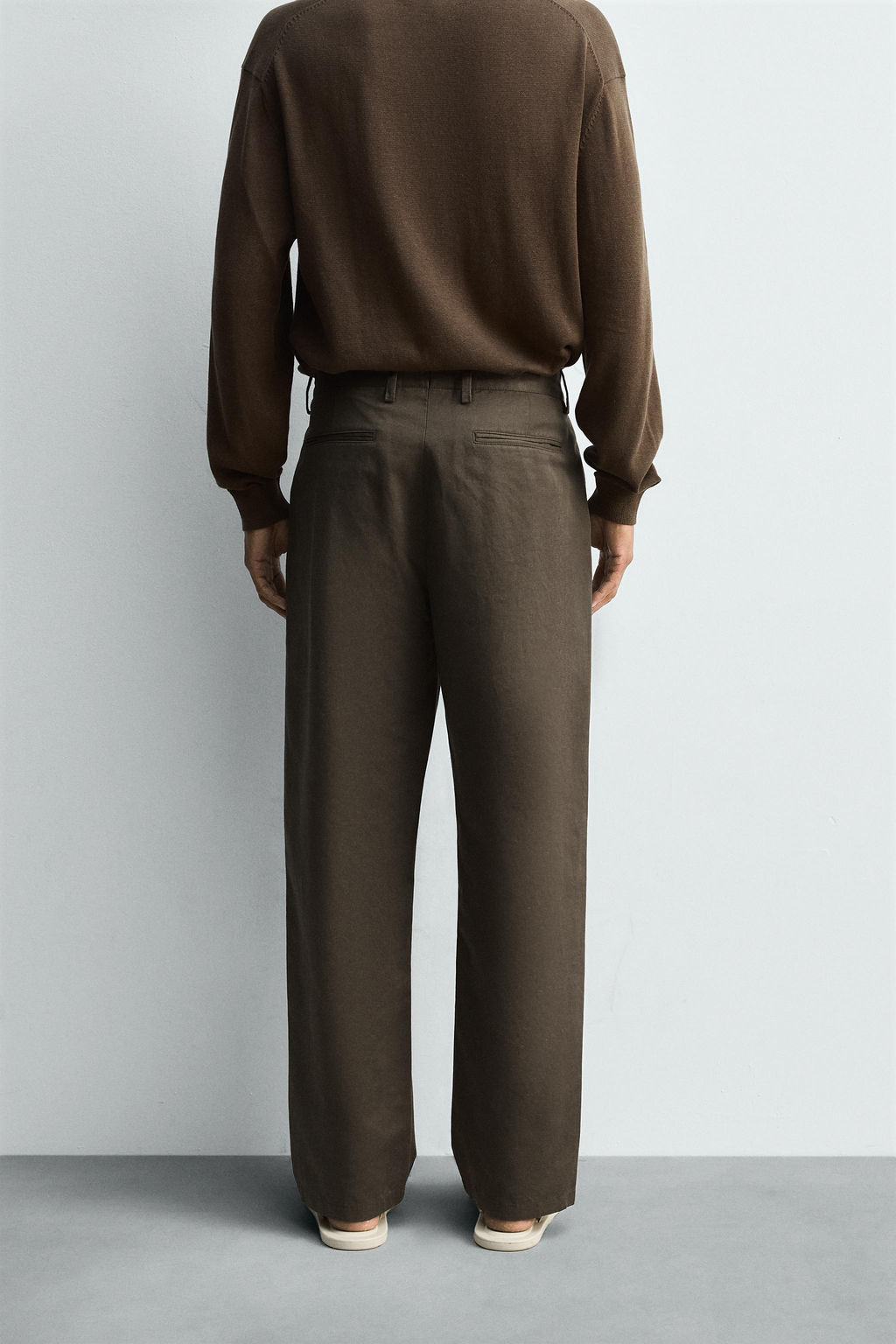 COTTON/LINEN PLEATED TROUSERS - Zara фото 3