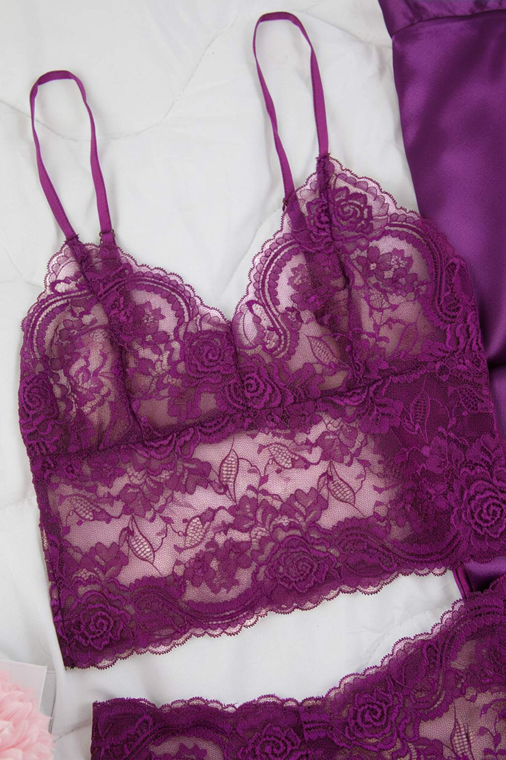 Lacivert 3lu Ceyiz Set Ust Dantel, Alt Saten Ask?l? Kulotlu Dokuma Pijama Tak?m? THMAW26PT00077 - Trendyolmilla фото 42