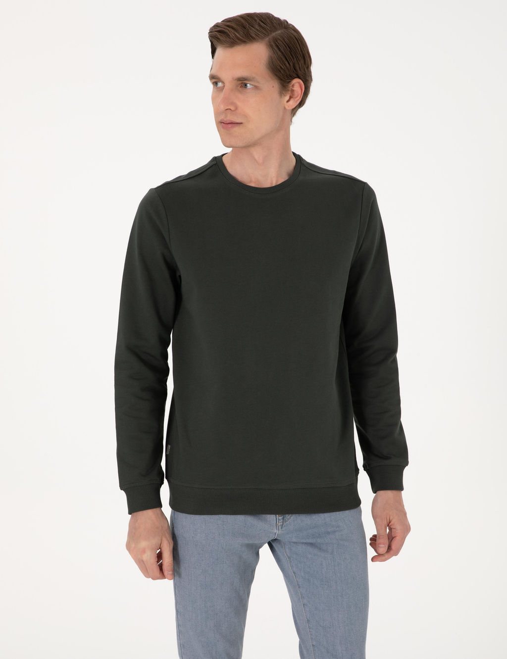 Koyu Ye_il 2 _plik Regular Fit Bisiklet Yaka Basic Sweatshirt - Pierre cardin фото 3