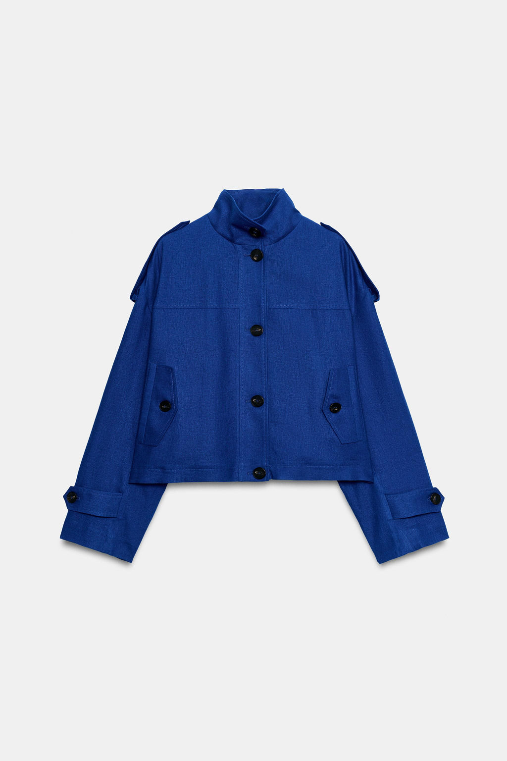CHAQUETA CON LINO CUELLO SUBIDO / Cobalto - Zara фото 7