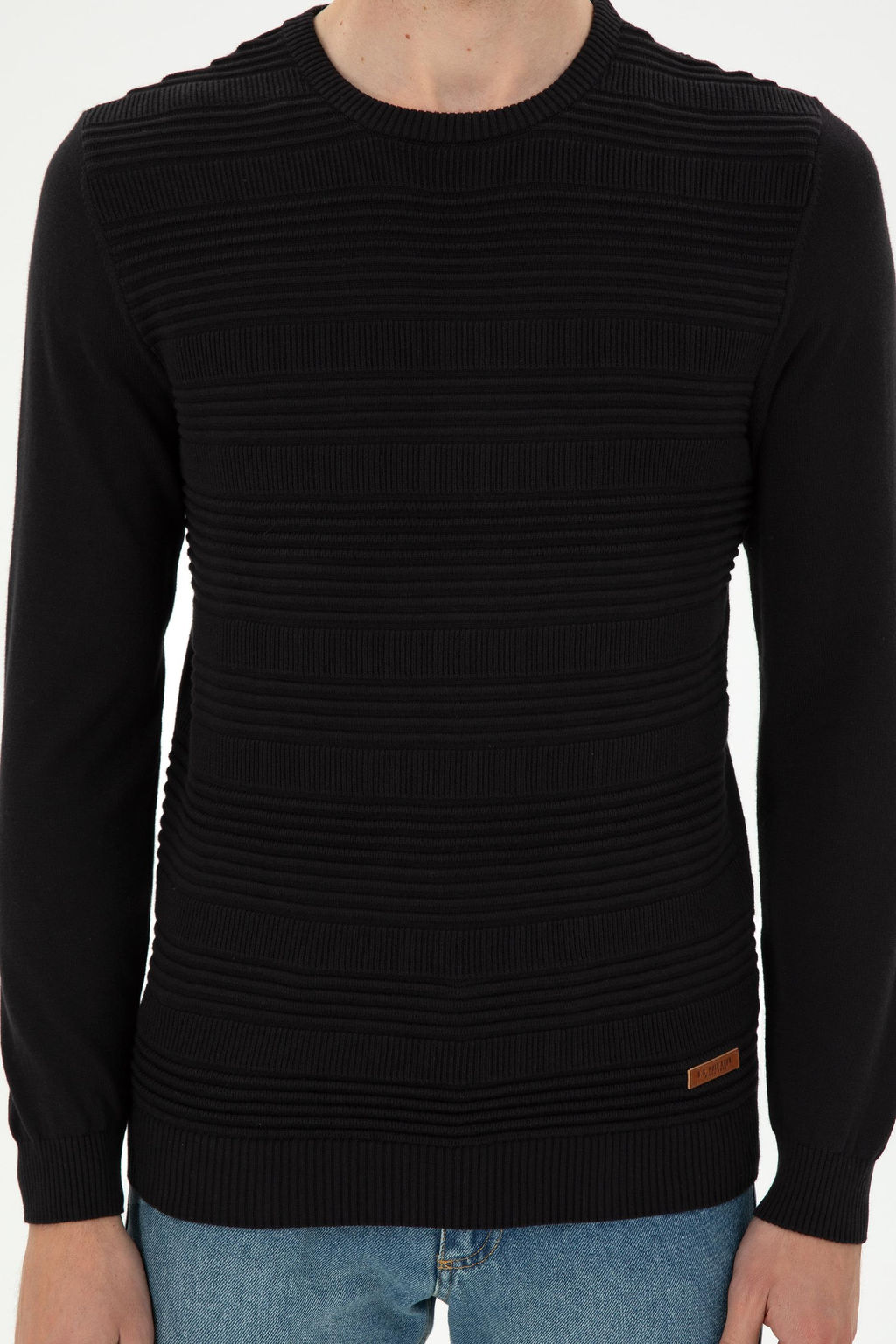 Erkek Slim Fit Bisiklet Yaka Siyah Kazak - U.s. polo assn фото 6