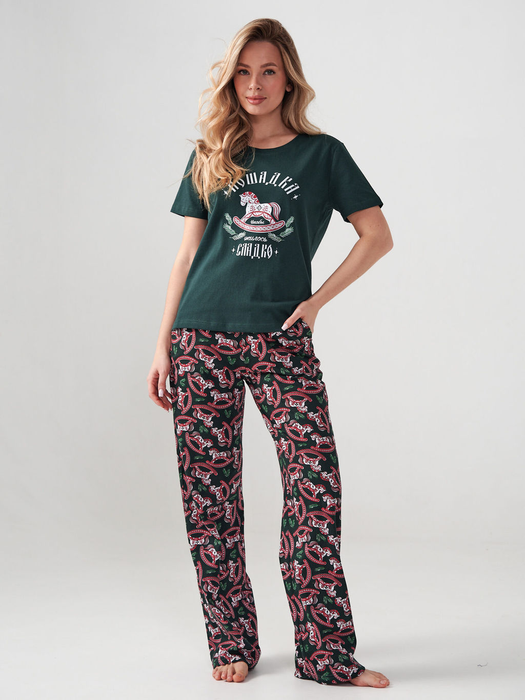 Пижама 100% хлопок женская Лошадка - Оптима фото 6