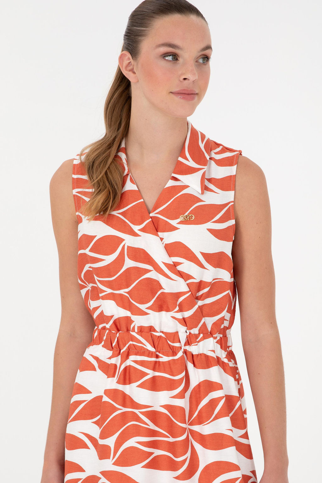 Женское пудровое платье из тканого материала Неожиданная скидка в корзине - U.s. polo assn фото 2