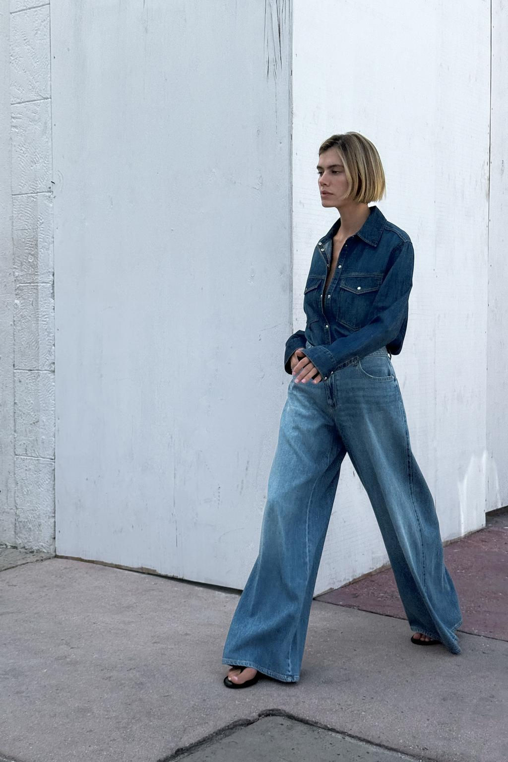 Z1975 PALAZZO MID-WAIST FULL LENGTH JEANS - Zara фото 3