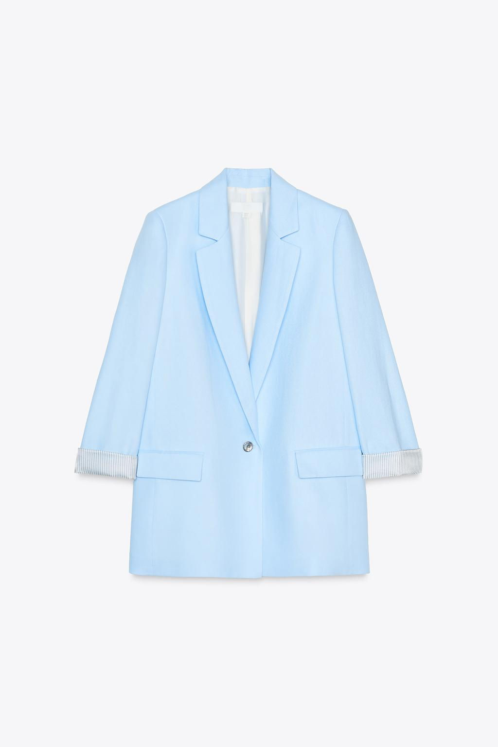 LINEN BLEND BLAZER WITH PRINTED CUFFS - Zara фото 13