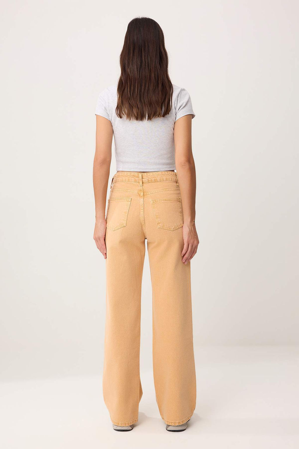Turuncu Yuksek Bel %100 Pamuk Wide Leg Jeans TWOSS26JE00180 - Trendyolmilla фото 6