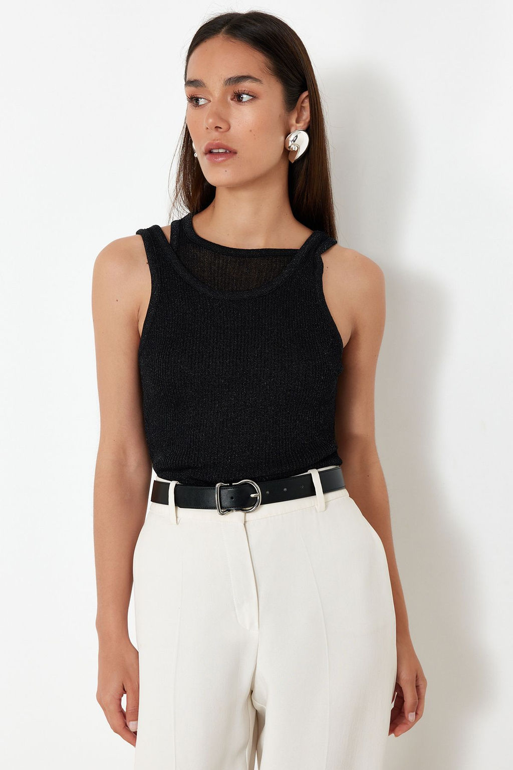 Siyah Triko Ince Bluz TWOSS24BZ00558