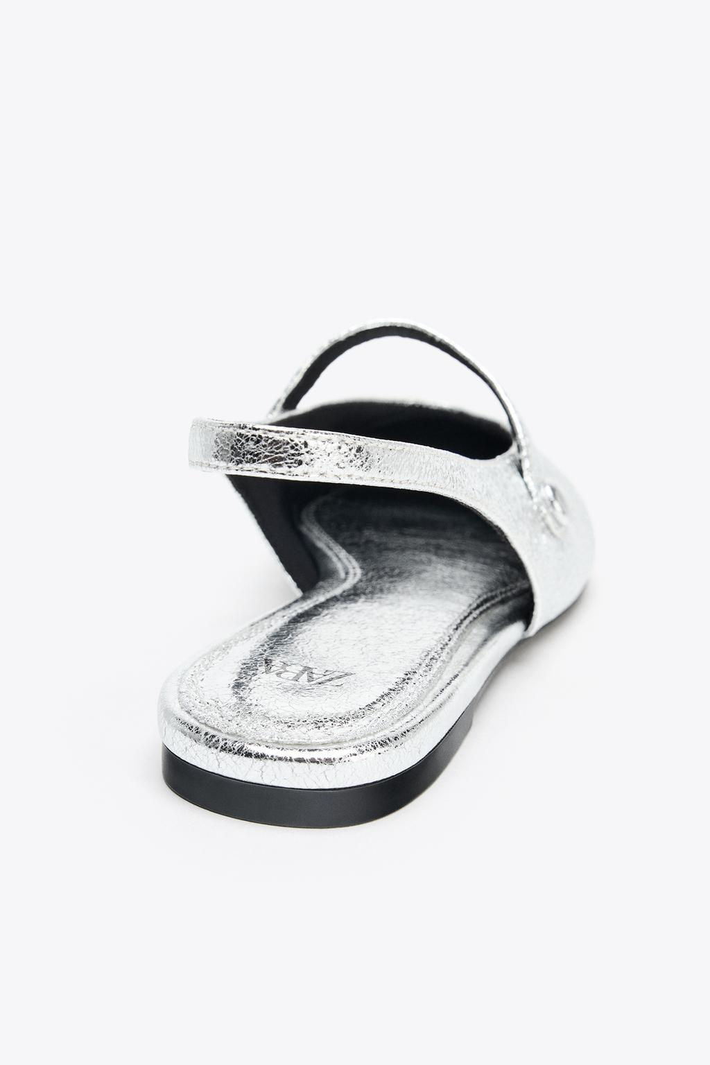 METALLIC EFFECT BALLERINAS - Zara фото 8
