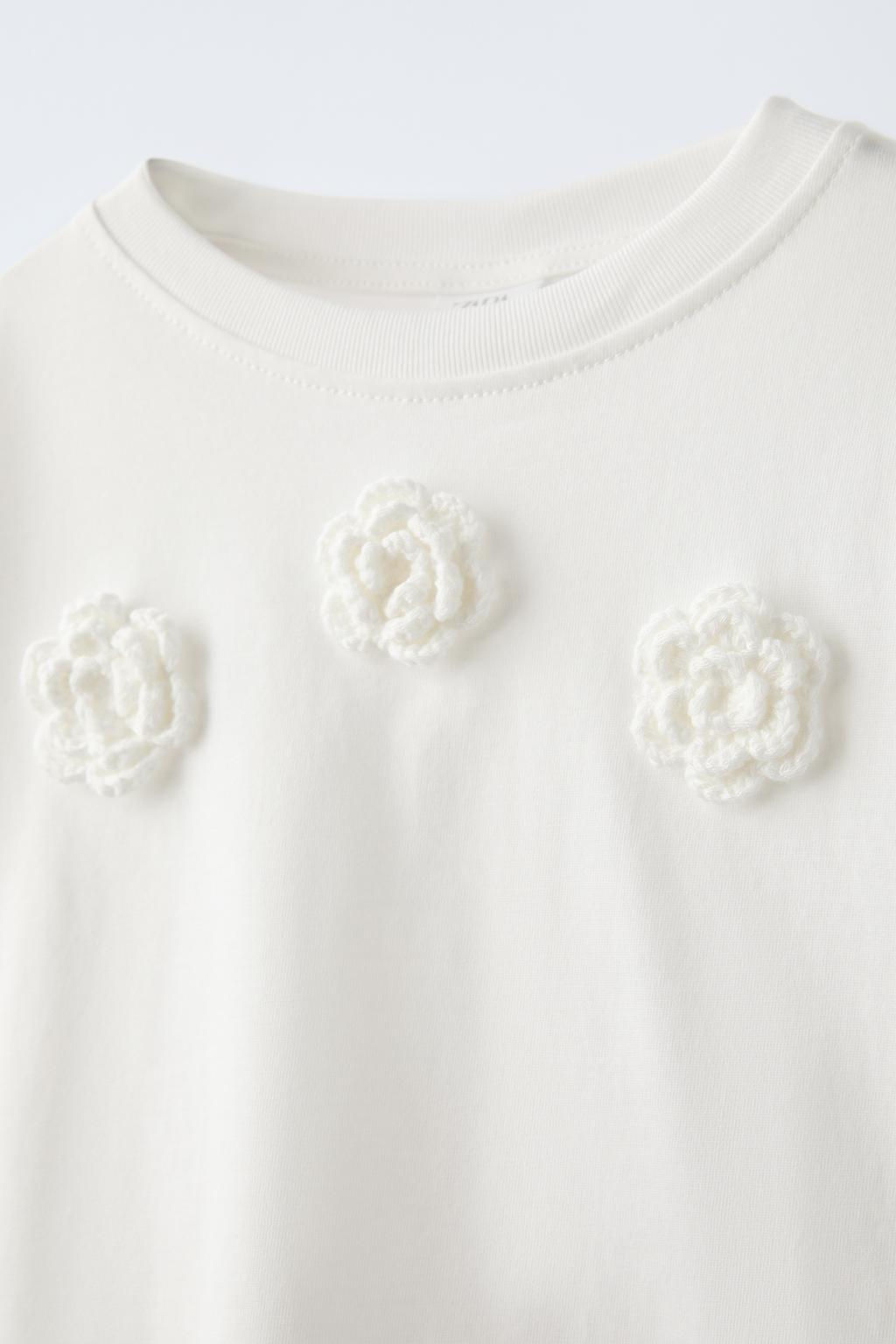 CROCHET FLOWER T-SHIRT - Zara фото 3